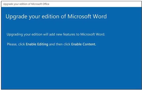 Fake 'Upgrade your edition of Microsoft Word' lure used to trick victims into enabling Emotet macros